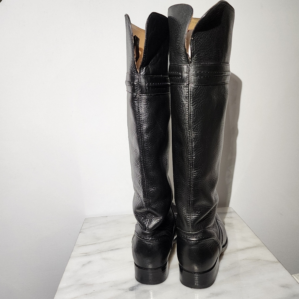 FRYE Melissa Black Leather Tall Pull-on Boots - Picture 7 of 9